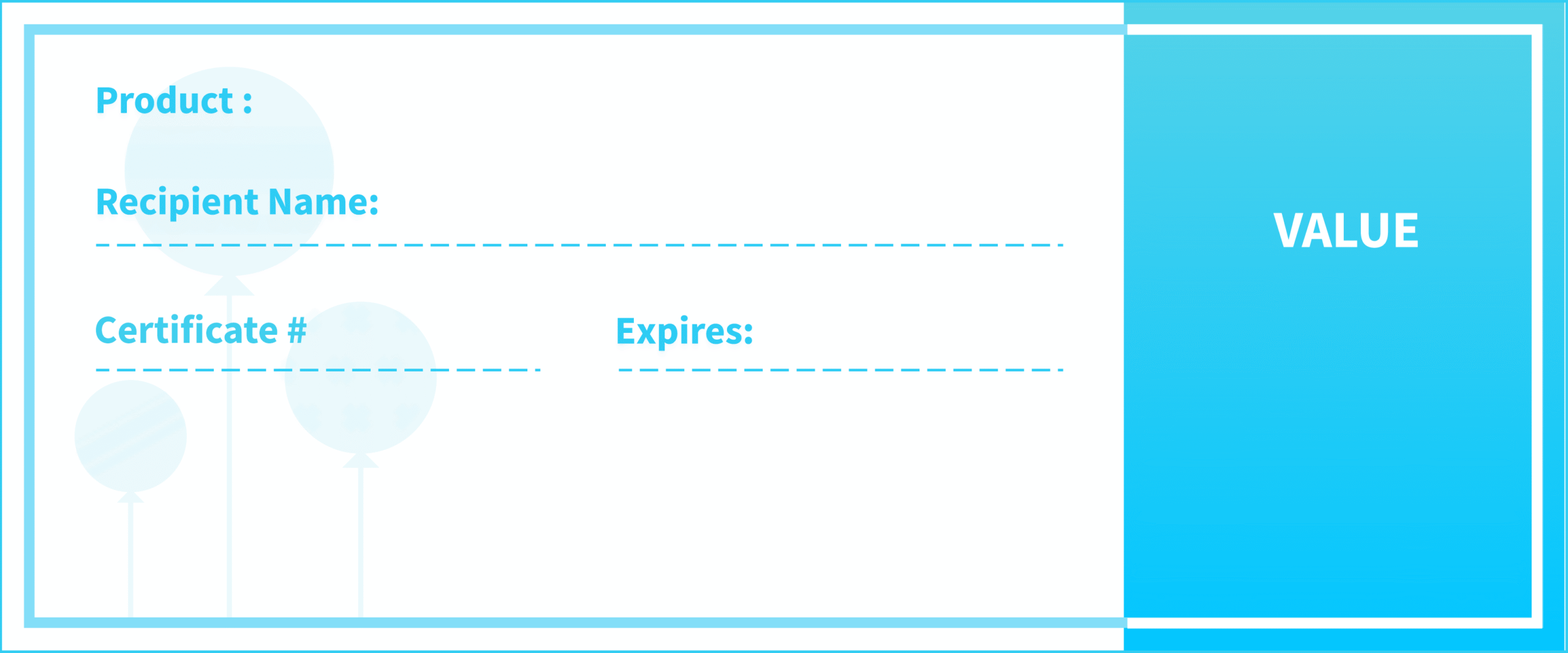 Gift certificate template with blue accents.
